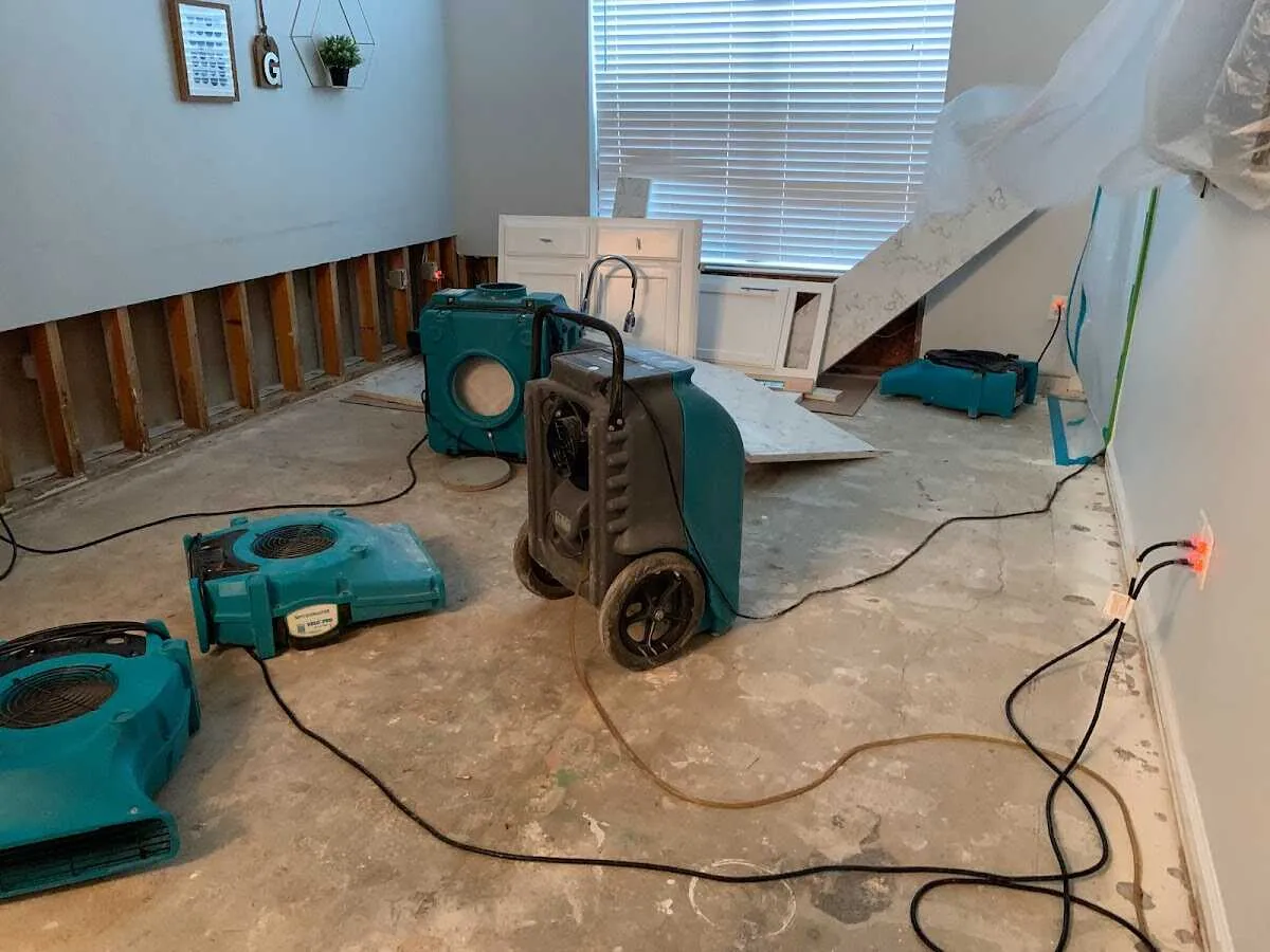 Dehumidifier in flood-cut room for Water Damage Restoration in Powdersville